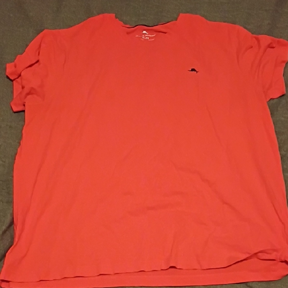 Tommy Bahama Coral Short Sleeve Crew Neck Tee with Embroidered Marlin